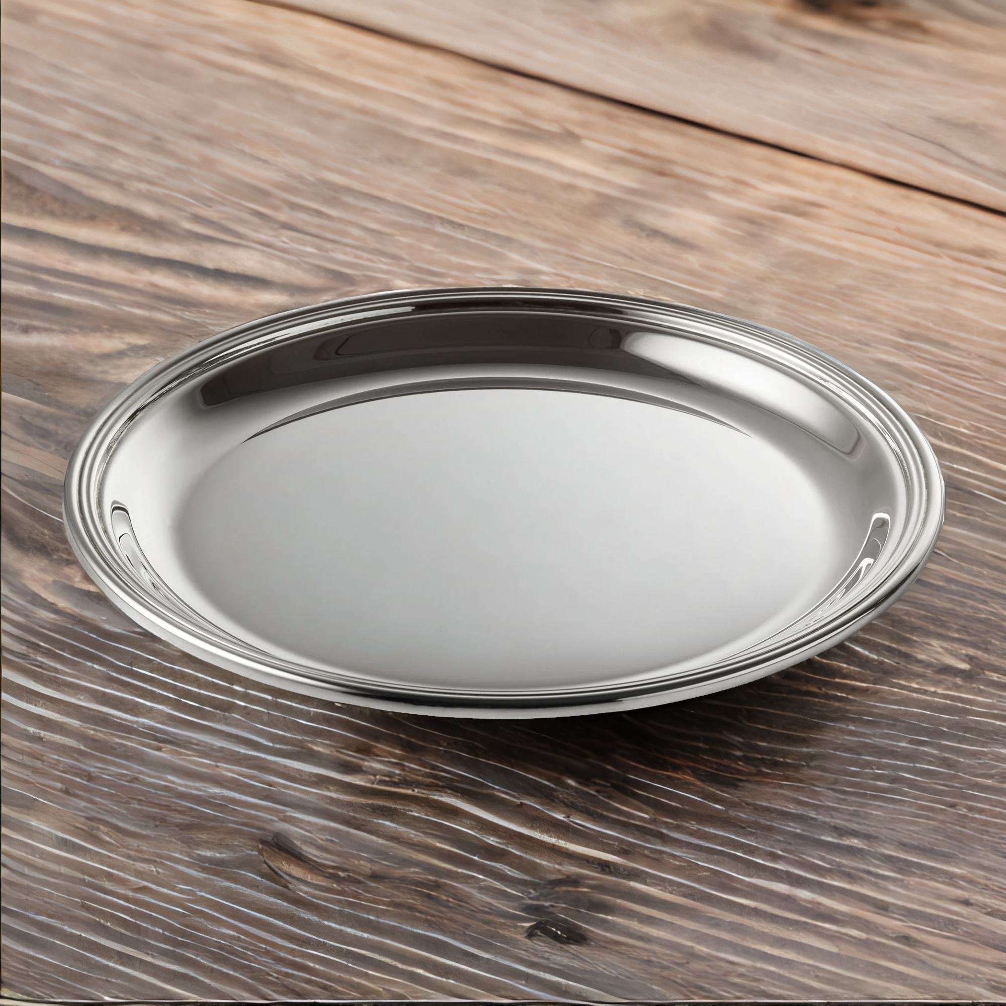 Kleines 925er Silbertablett mit aufgelegtem Rillenrand - Bild 4