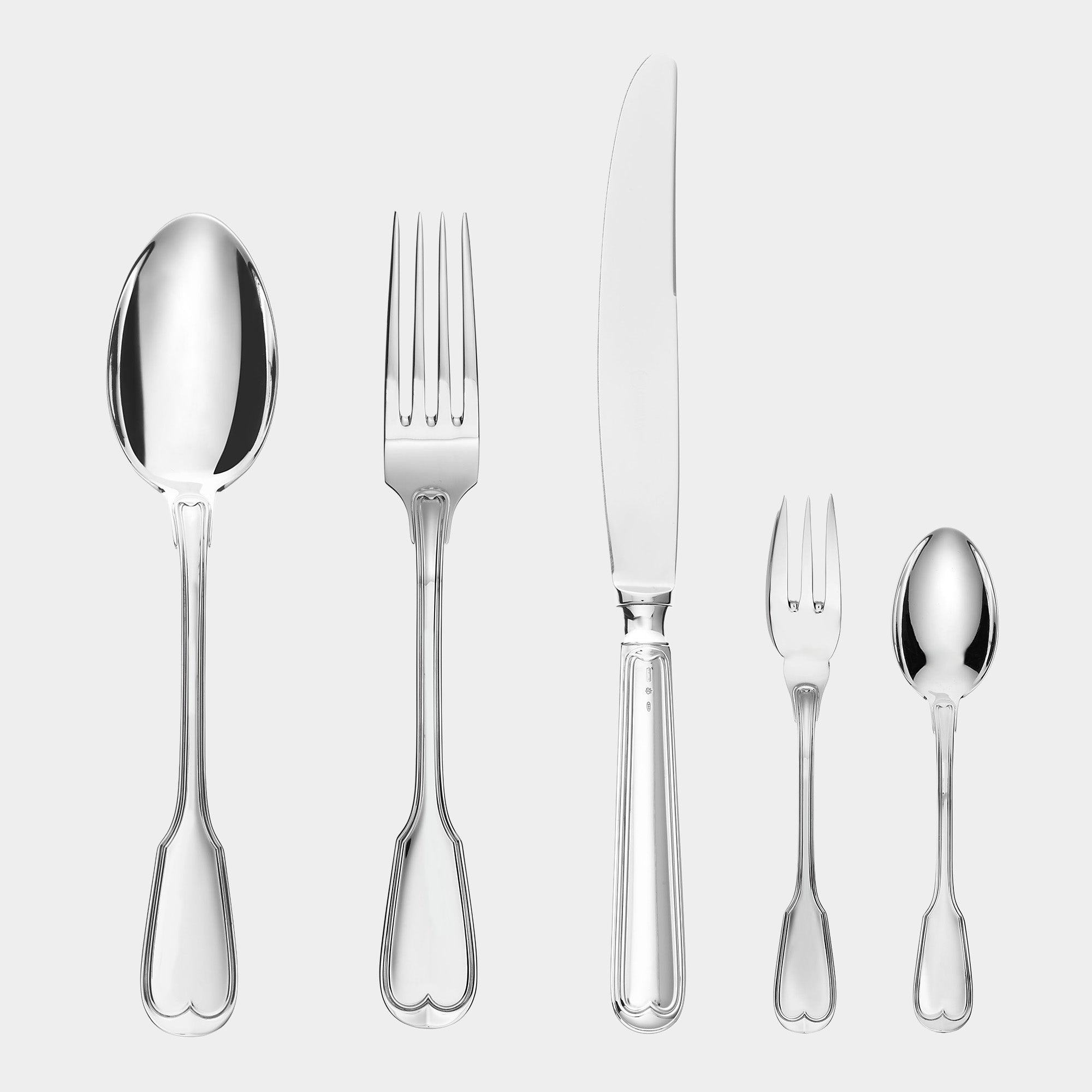 69-tlg. Silberbesteck-Garnitur - Modell Augsburger Faden - Bild 2