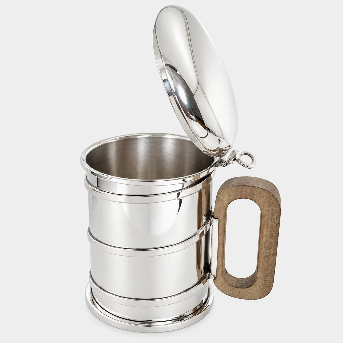 800er Silberhumpen mit Klappdeckel und Holzgriff - 1 Liter - Bild 2