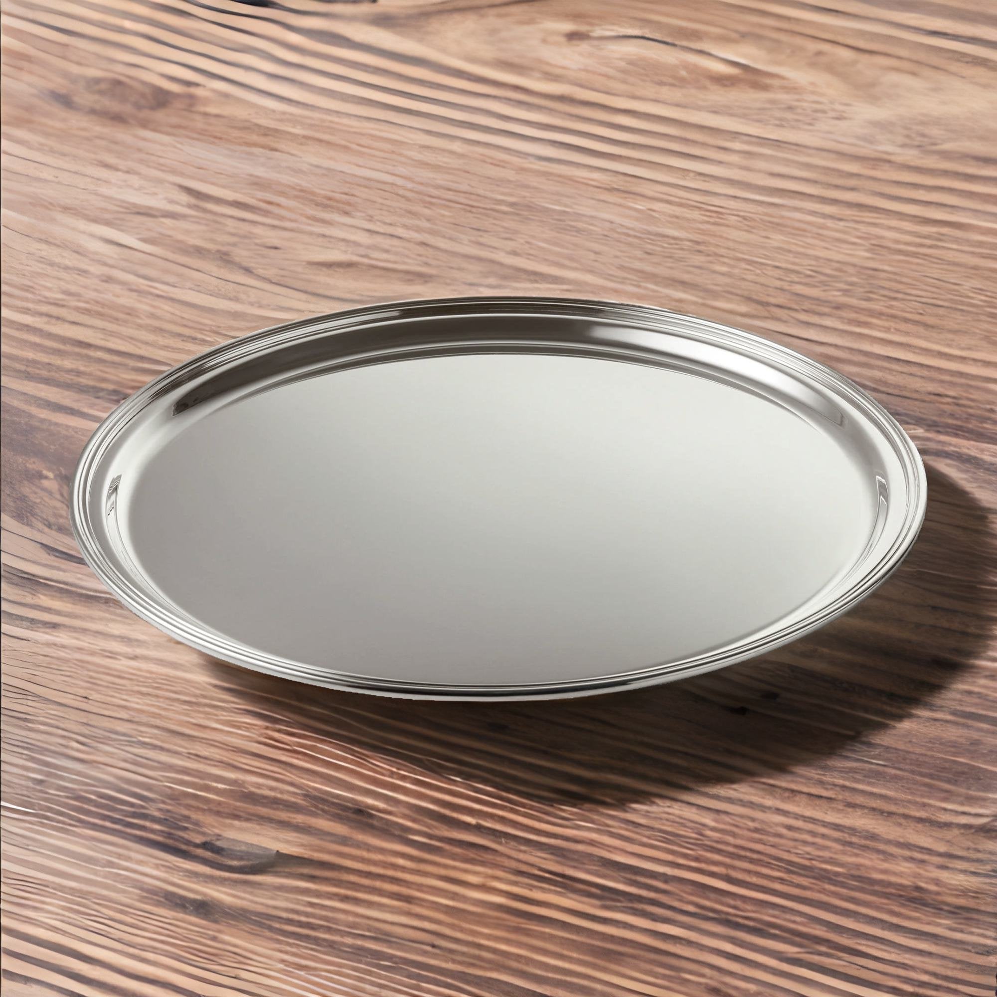 Großes rundes Serviertablett aus 925er Echtsilber - Bild 4