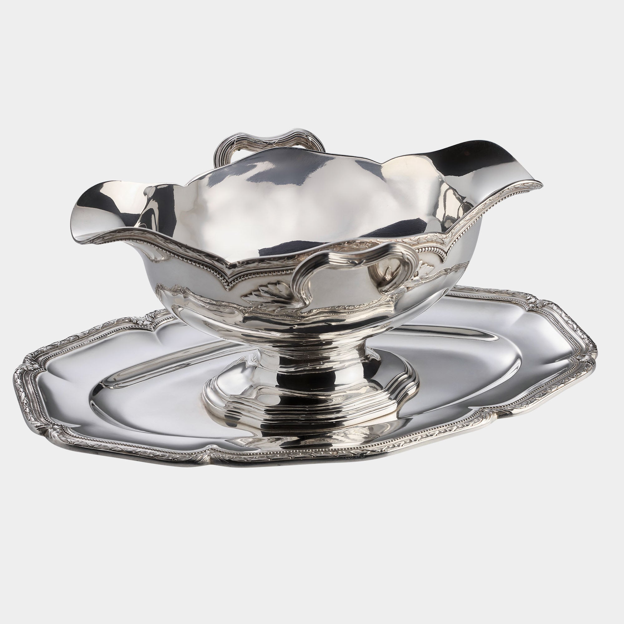 Französische 925er Silber Sauciere mit Ludwig XVI Dekor - Bild 1