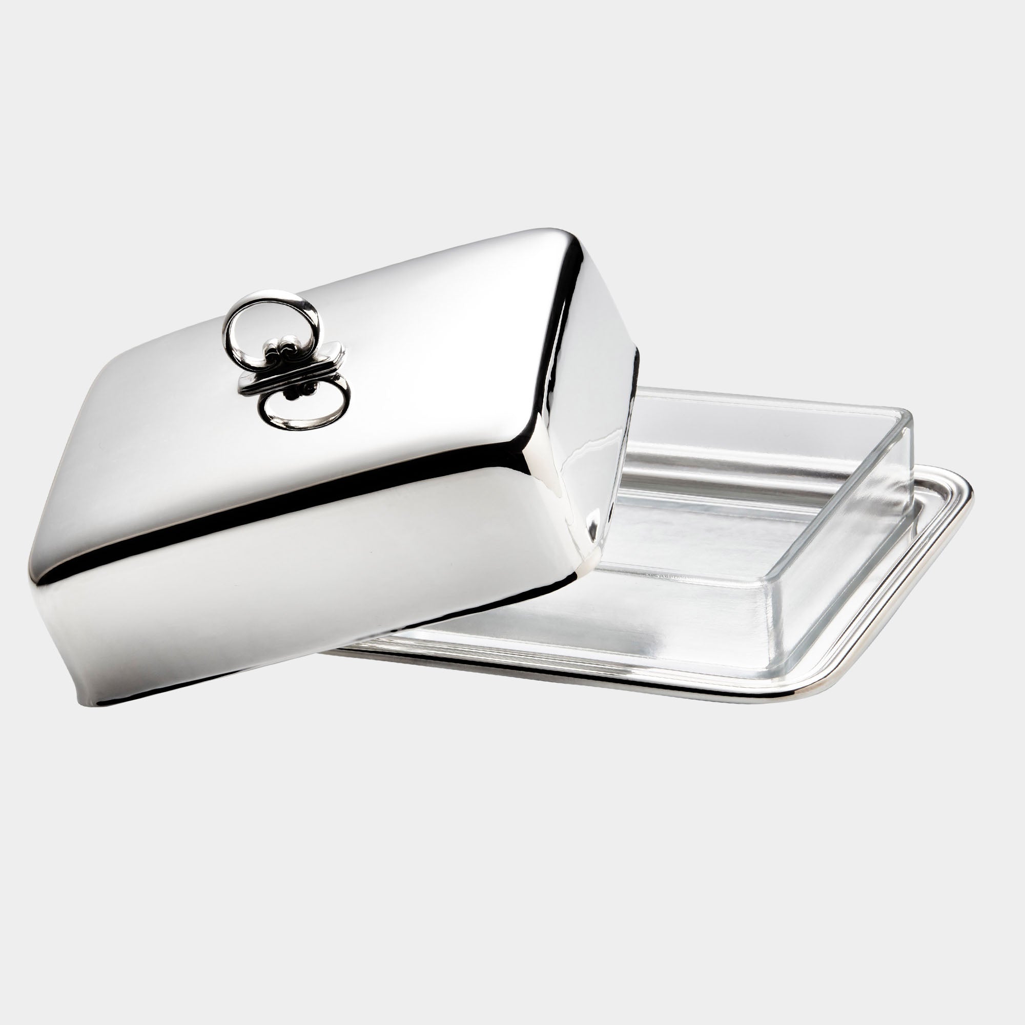 Designer Butterdose aus Echtsilber mit rechteckigem Design - Bild 4