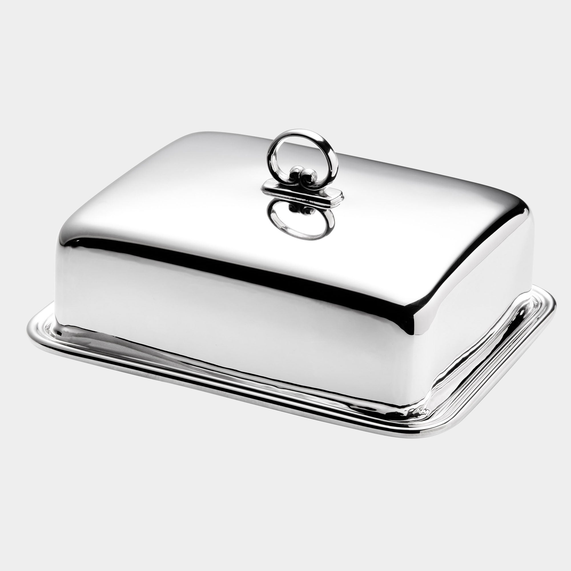 Designer Butterdose aus Echtsilber mit rechteckigem Design - Bild 1