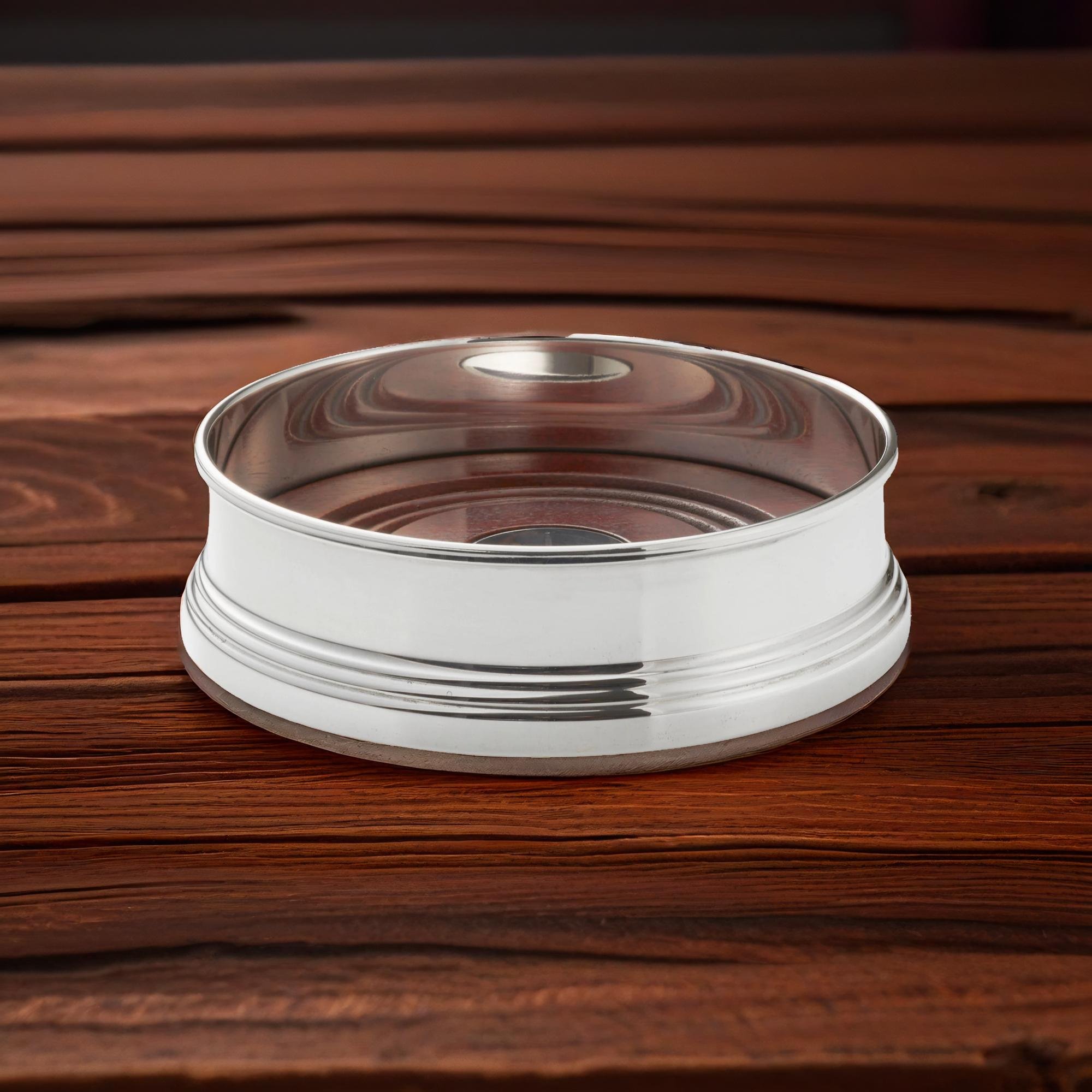 Eleganter Flaschenständer aus 925er Echtsilber mit Holzboden - Bild 4