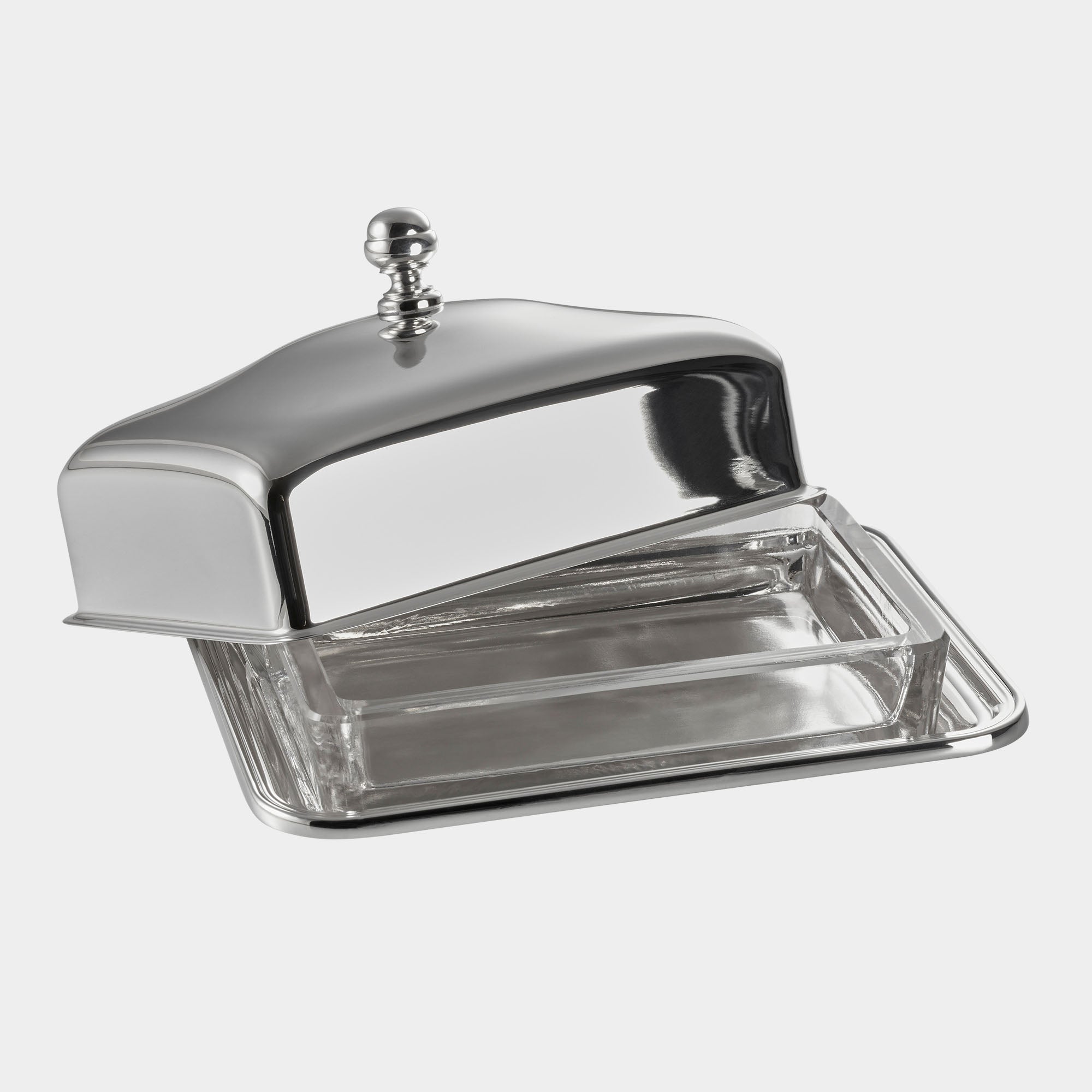 Luxuriöse Butterdose aus 925er Echtsilber mit Kristalleinsatz - Italienische Handarbeit - Bild 3