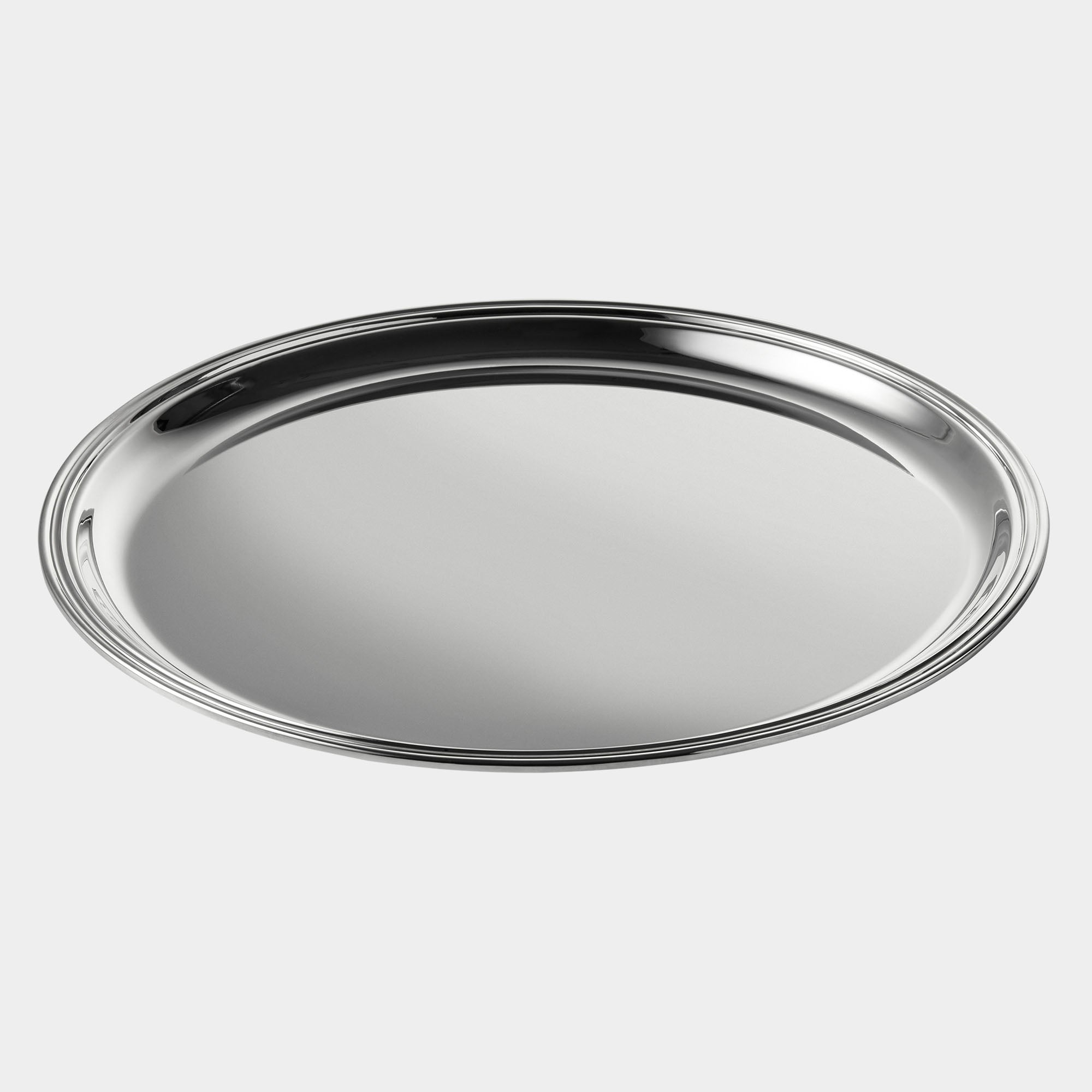 Großes 33cm Echtsilber-Tablett mit Rillenrand - Bild 1