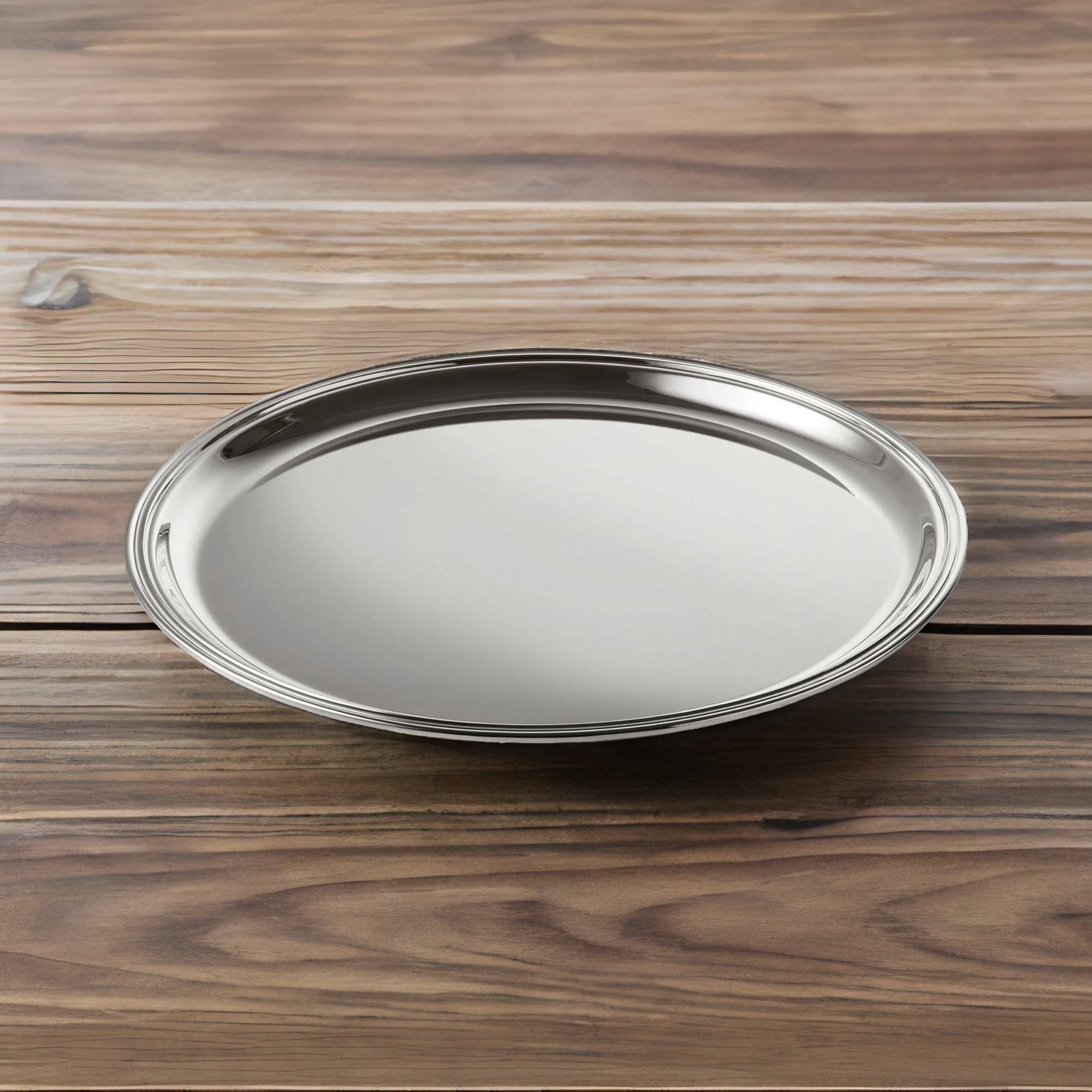 Großes 33cm Echtsilber-Tablett mit Rillenrand - Bild 4