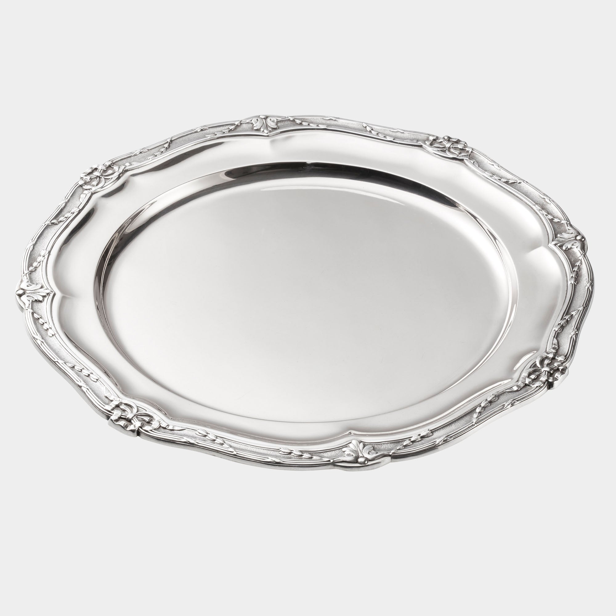 Handgefertigter Belgischer Silberteller mit Schleifendekor - Bild 1