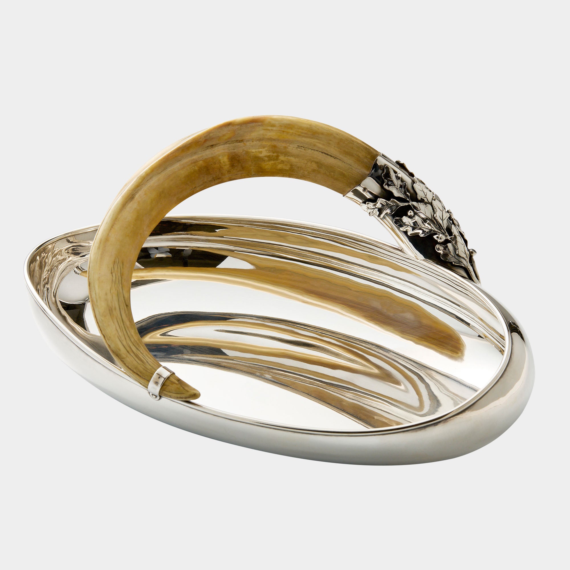 Luxus-Servierschale aus 925er – Ovale Form mit Eichenlaub & Eberzahngriff - Bild 7