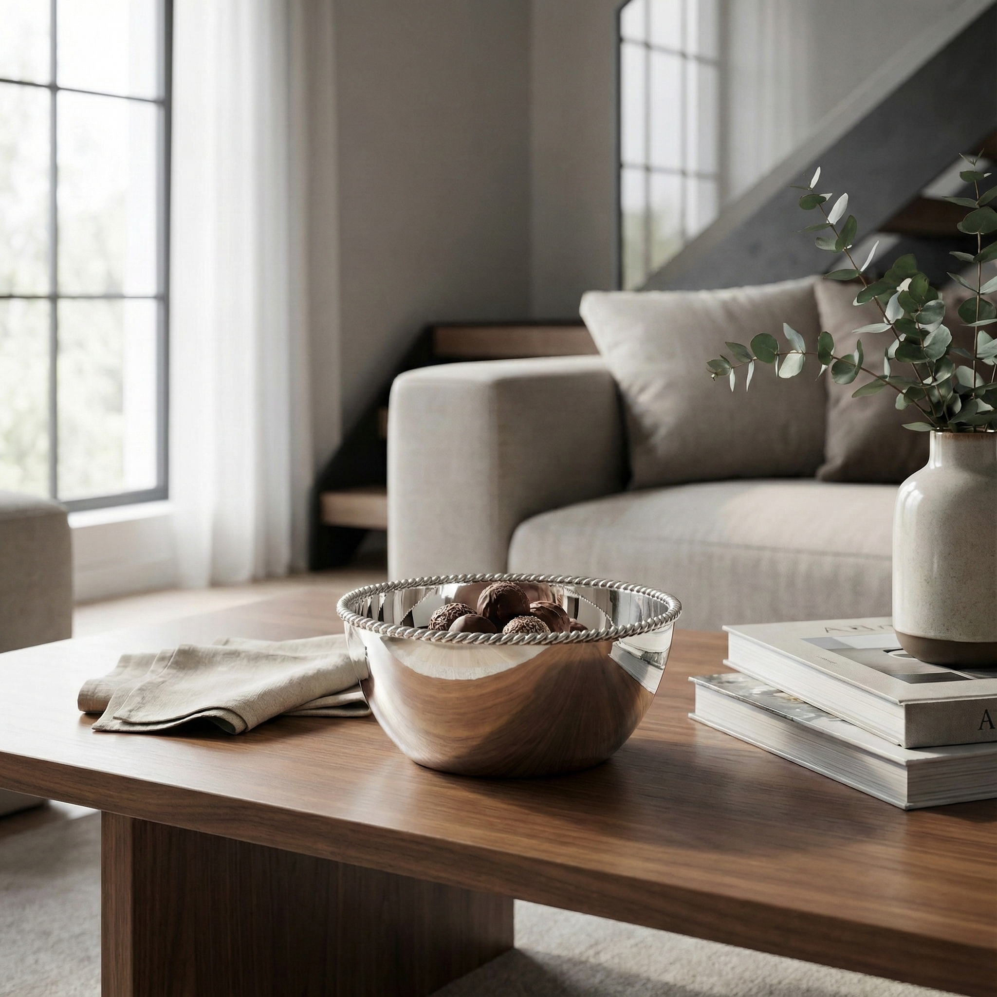 Runde 925er Silberschale mit aufgelegtem Kordelrand - Bild 2