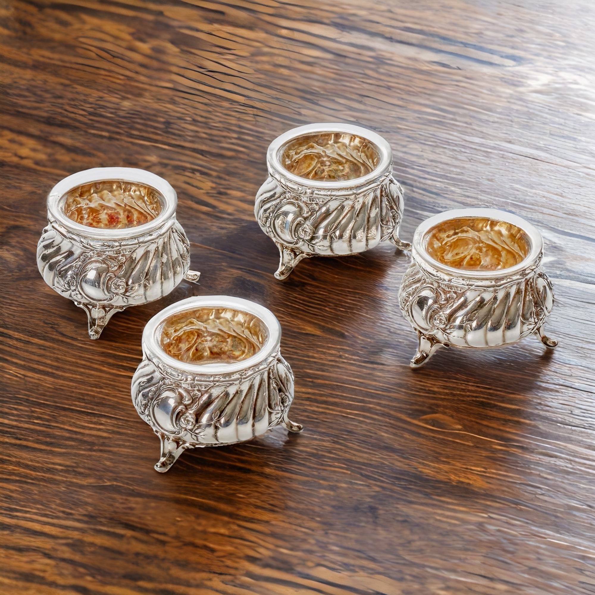 Salzgefäße mit Glaseinsatz (4 Stück) aus 800er Echtsilber von Koch & Bergfeld - Bild 5