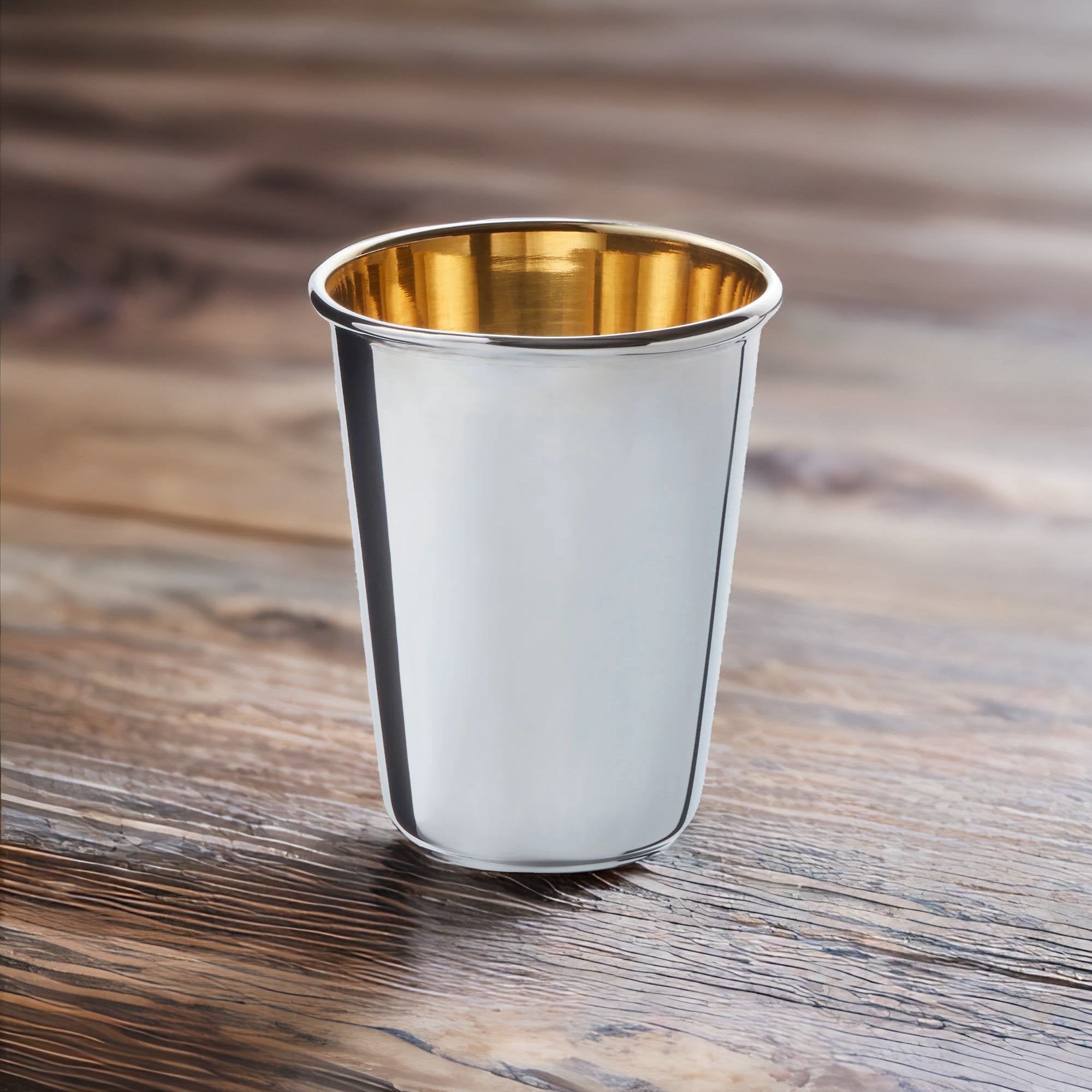 Echtsilber Schnapsbecher mit Goldveredelung - Bild 3