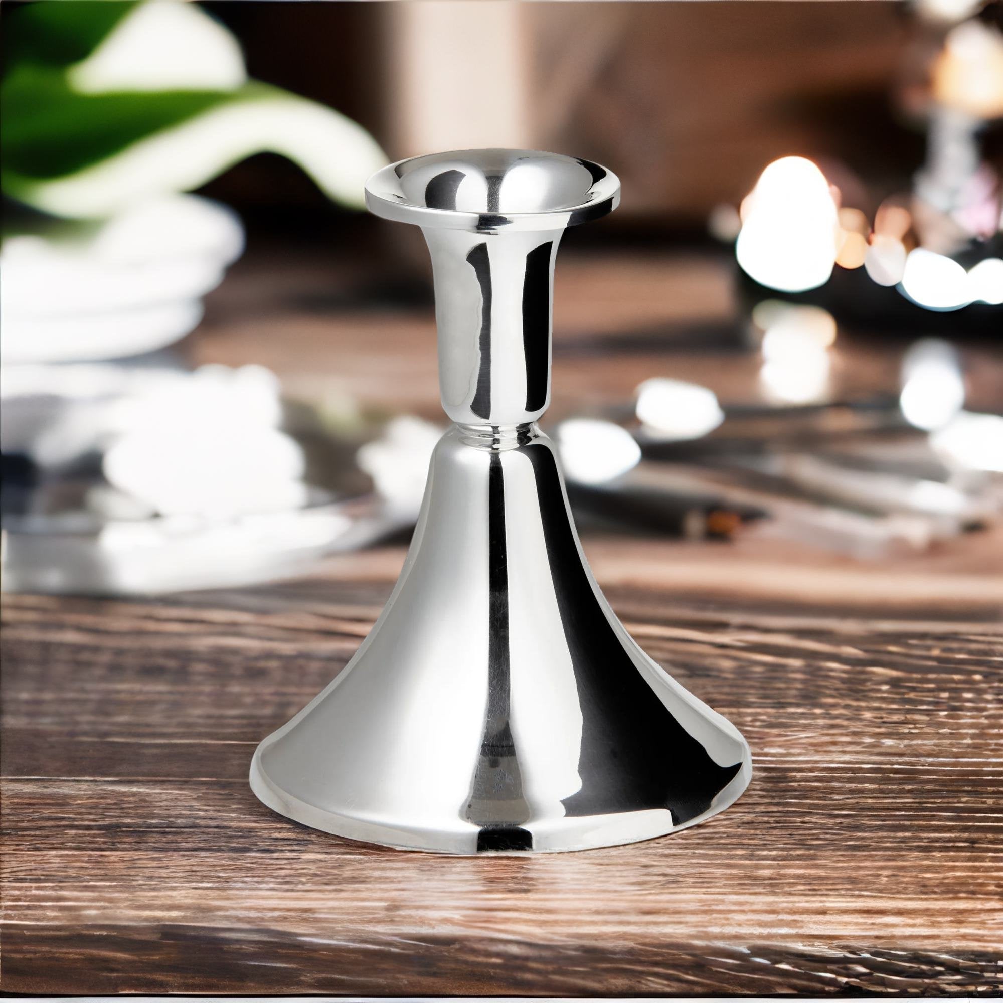 Italienischer Design-Leuchter aus 925er Silber mit Filzschutz - 10cm Höhe - Bild 4