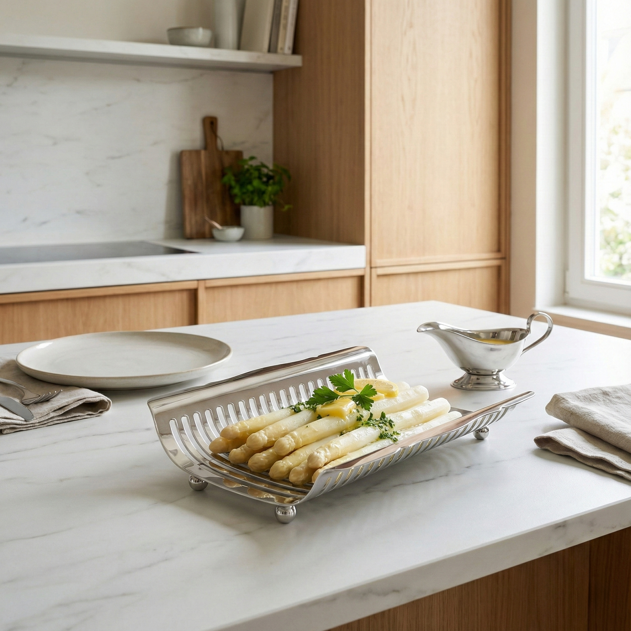 Spargel-Abtropfschale aus 830er Silber - Bild 2