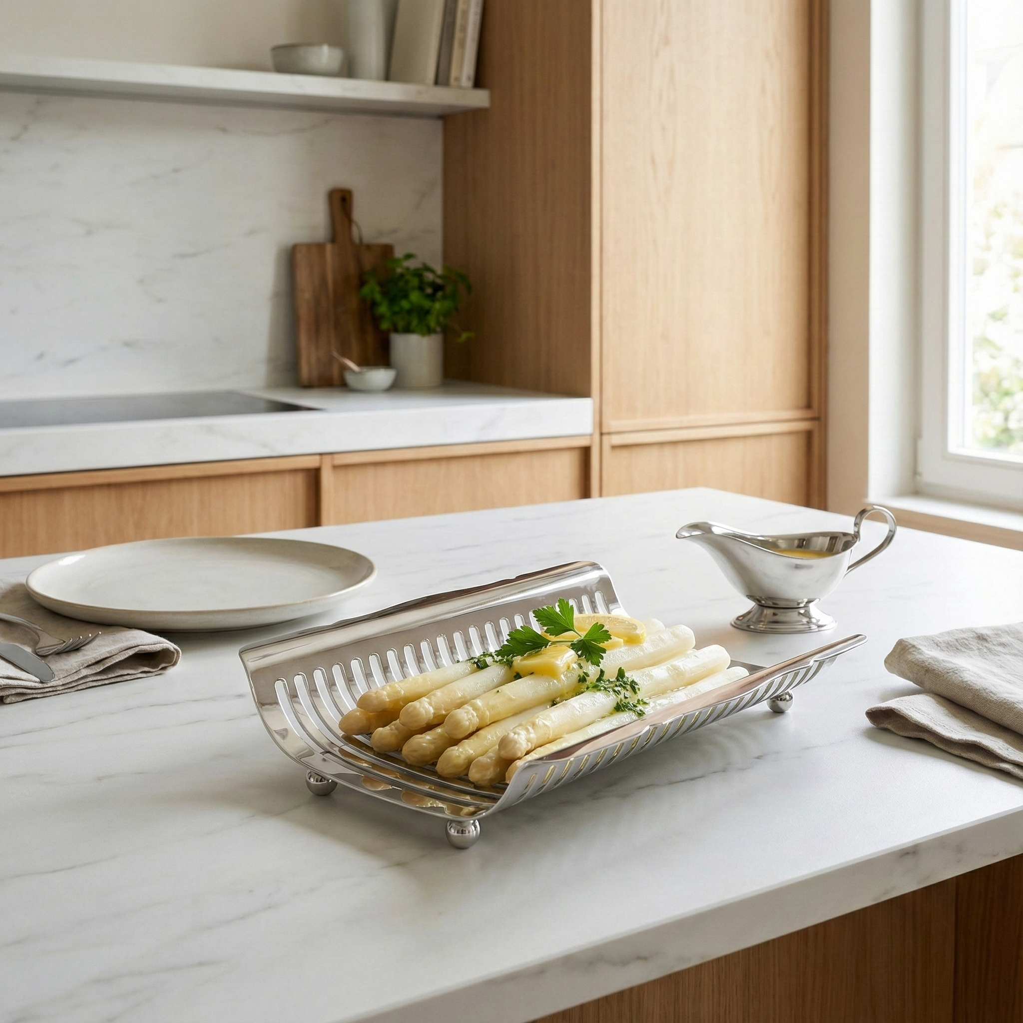 Spargel-Abtropfschale aus 830er Silber - Bild 2