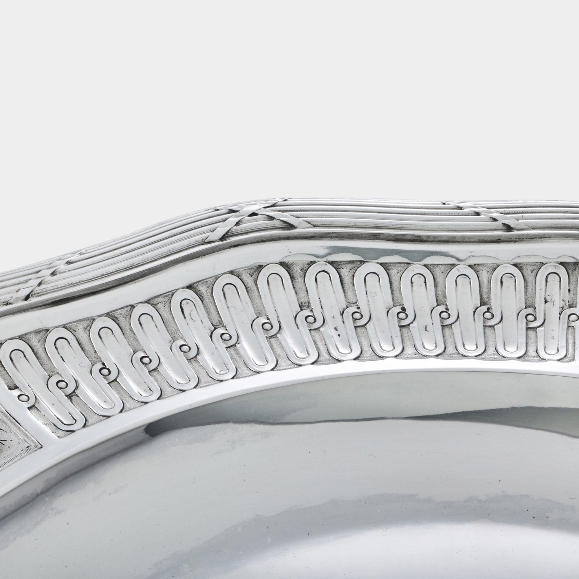 Echtsilber-Tablett mit Blütengriffen - Bild 2