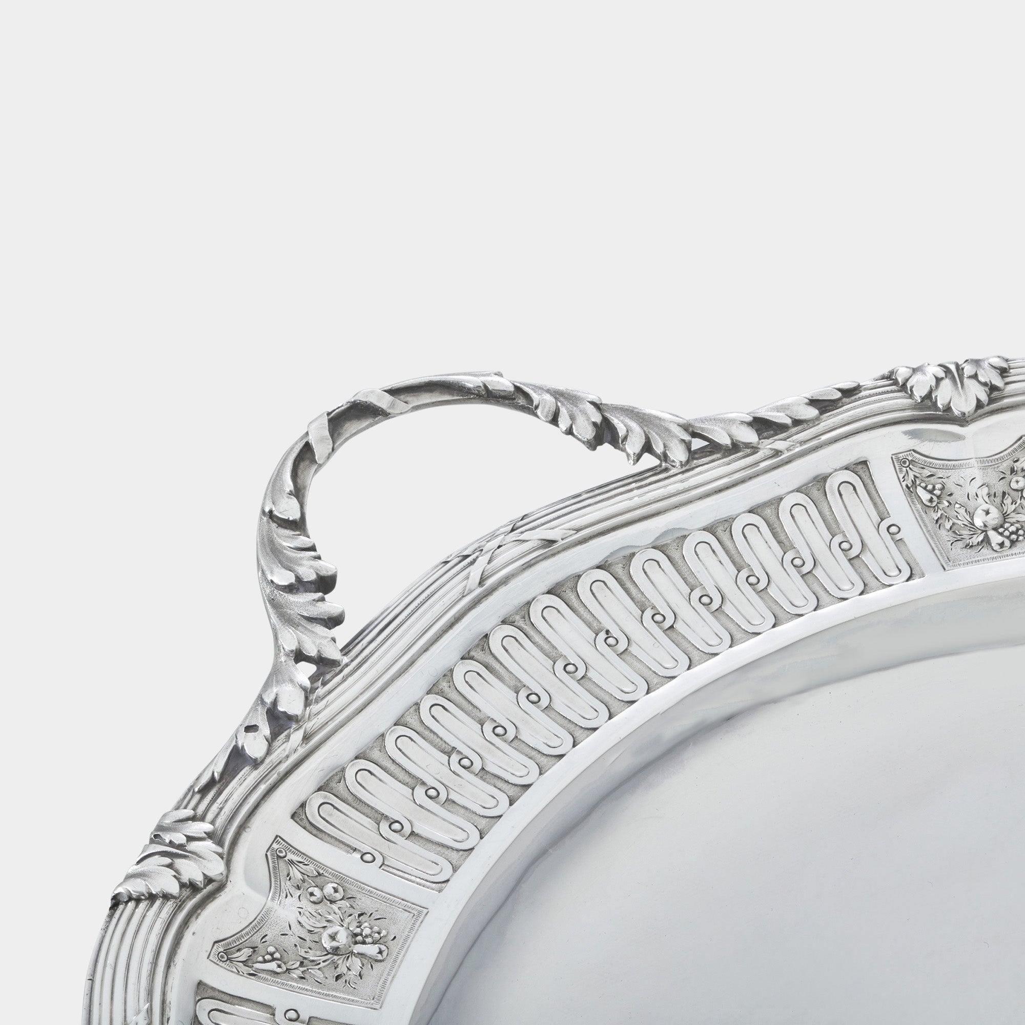 Echtsilber-Tablett mit Blütengriffen - Bild 3