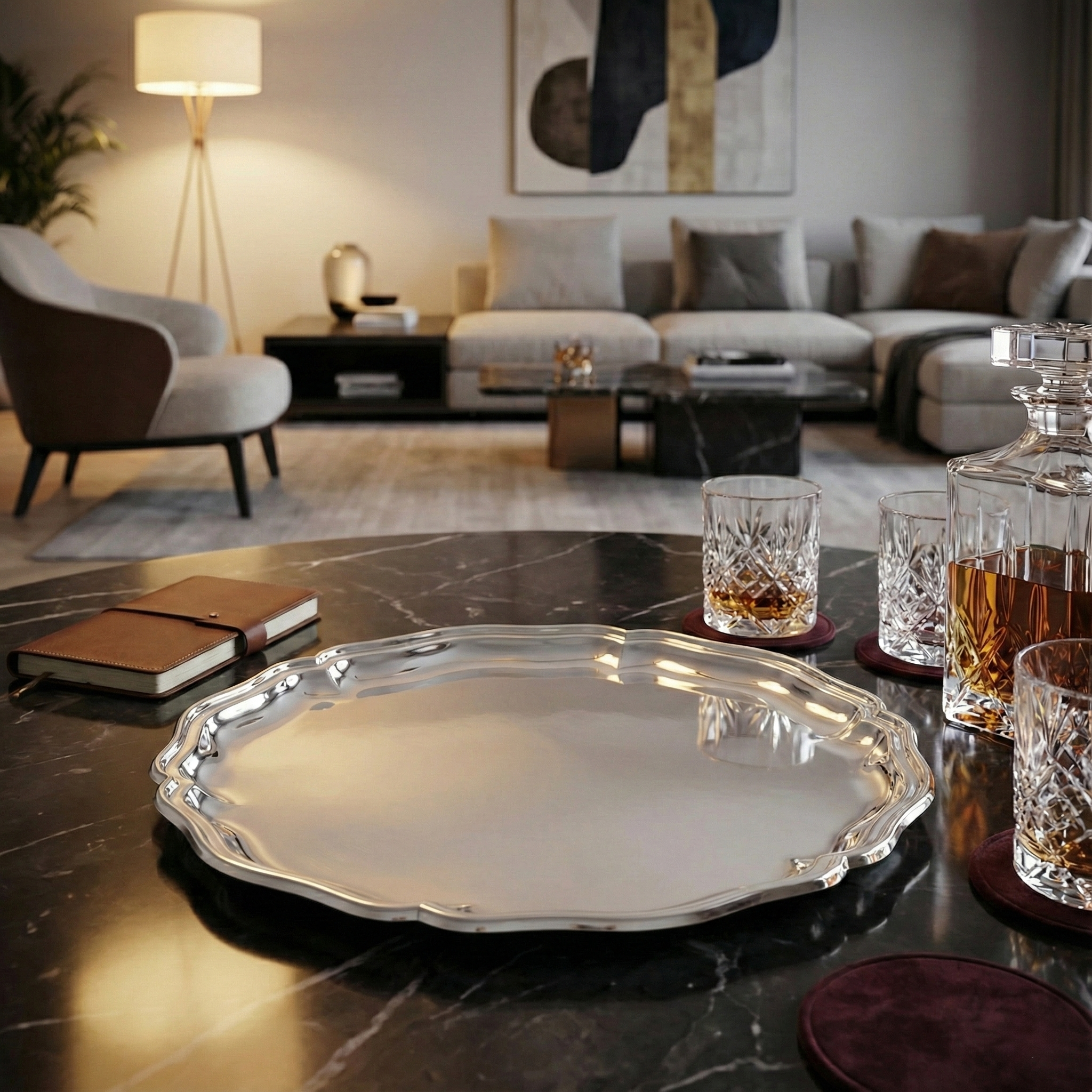 Rundes Tablett aus 925er Echtsilber - Bild 2