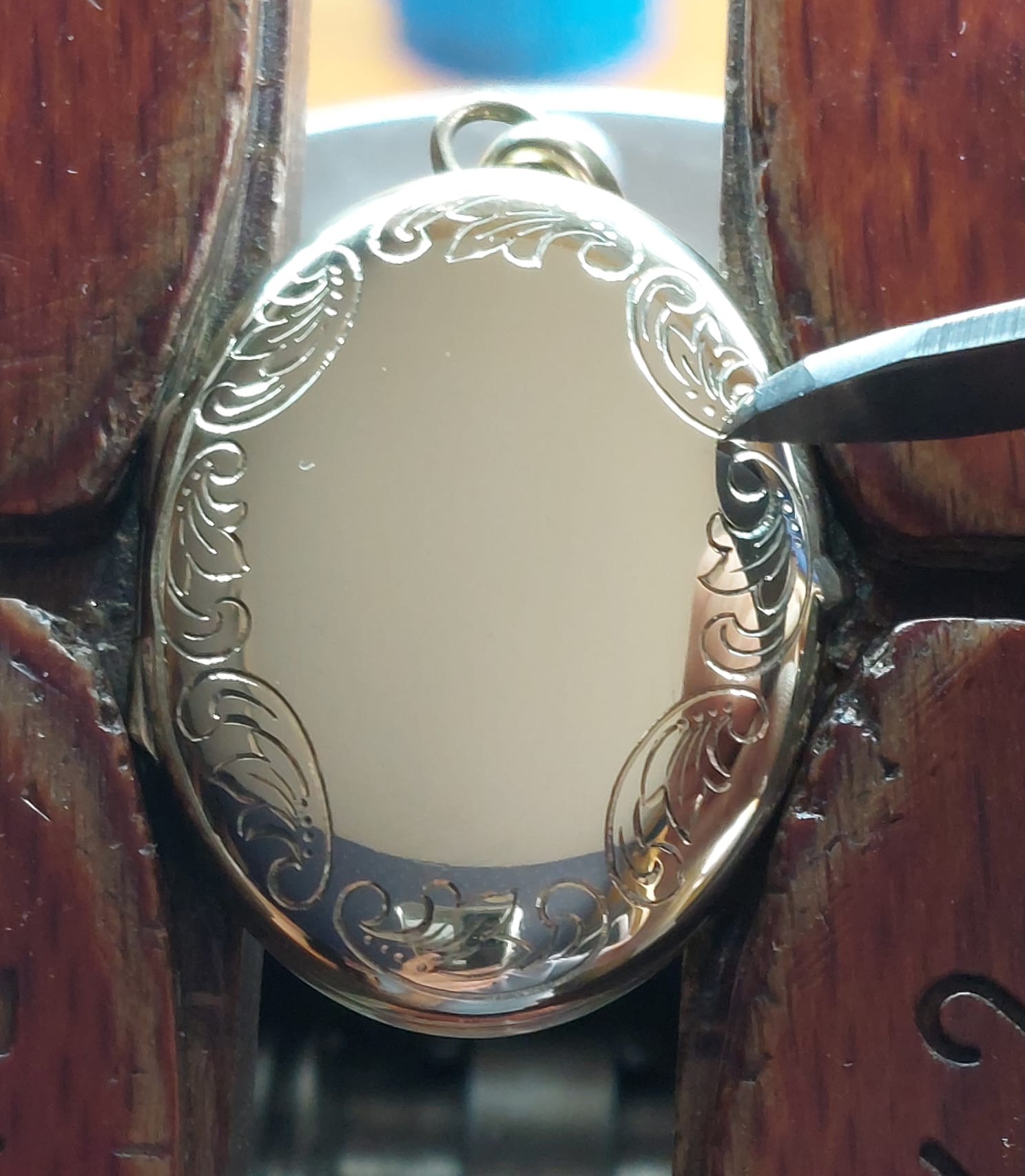 Silber Gravur Nahaufnahme