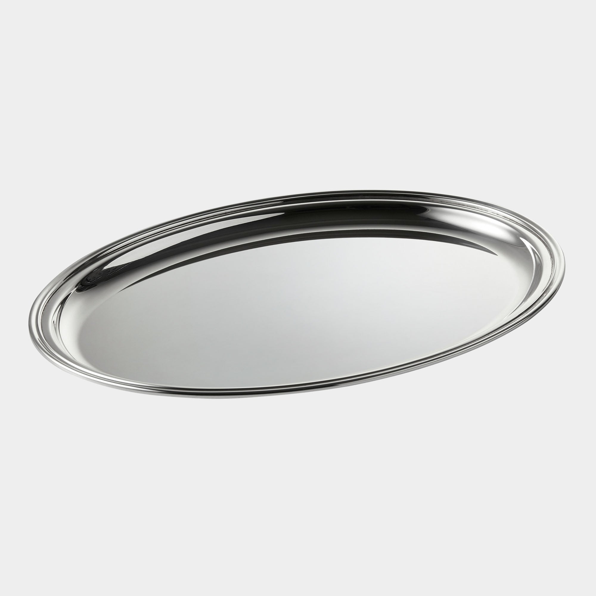 Großes ovales 925er Silber-Tablett mit Rillenrand - Bild 1