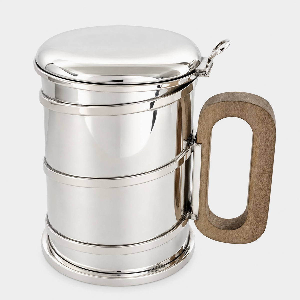800er Silberhumpen mit Klappdeckel und Holzgriff - 1 Liter - Bild 1
