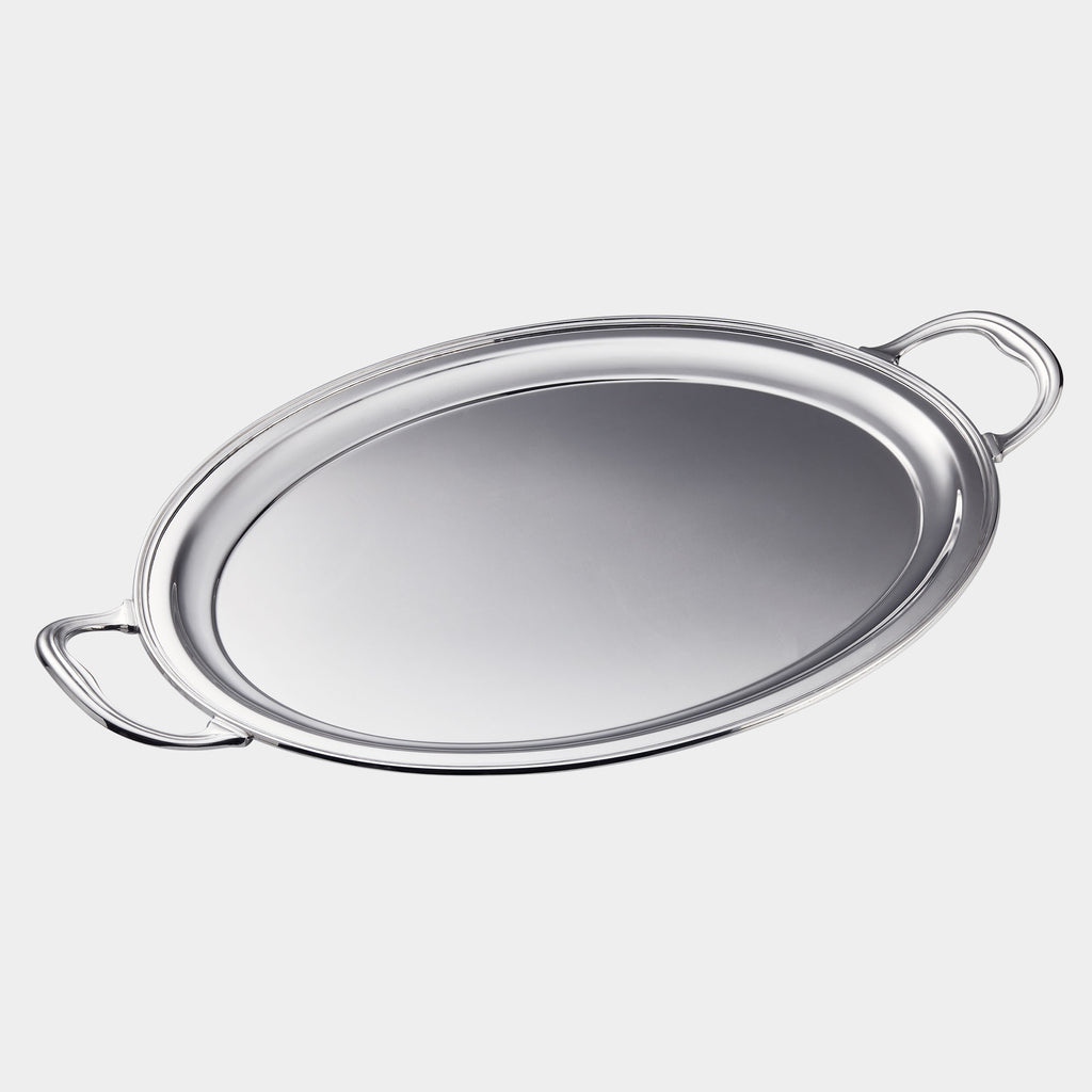 Rillenrand-Tablett aus 800er Silber