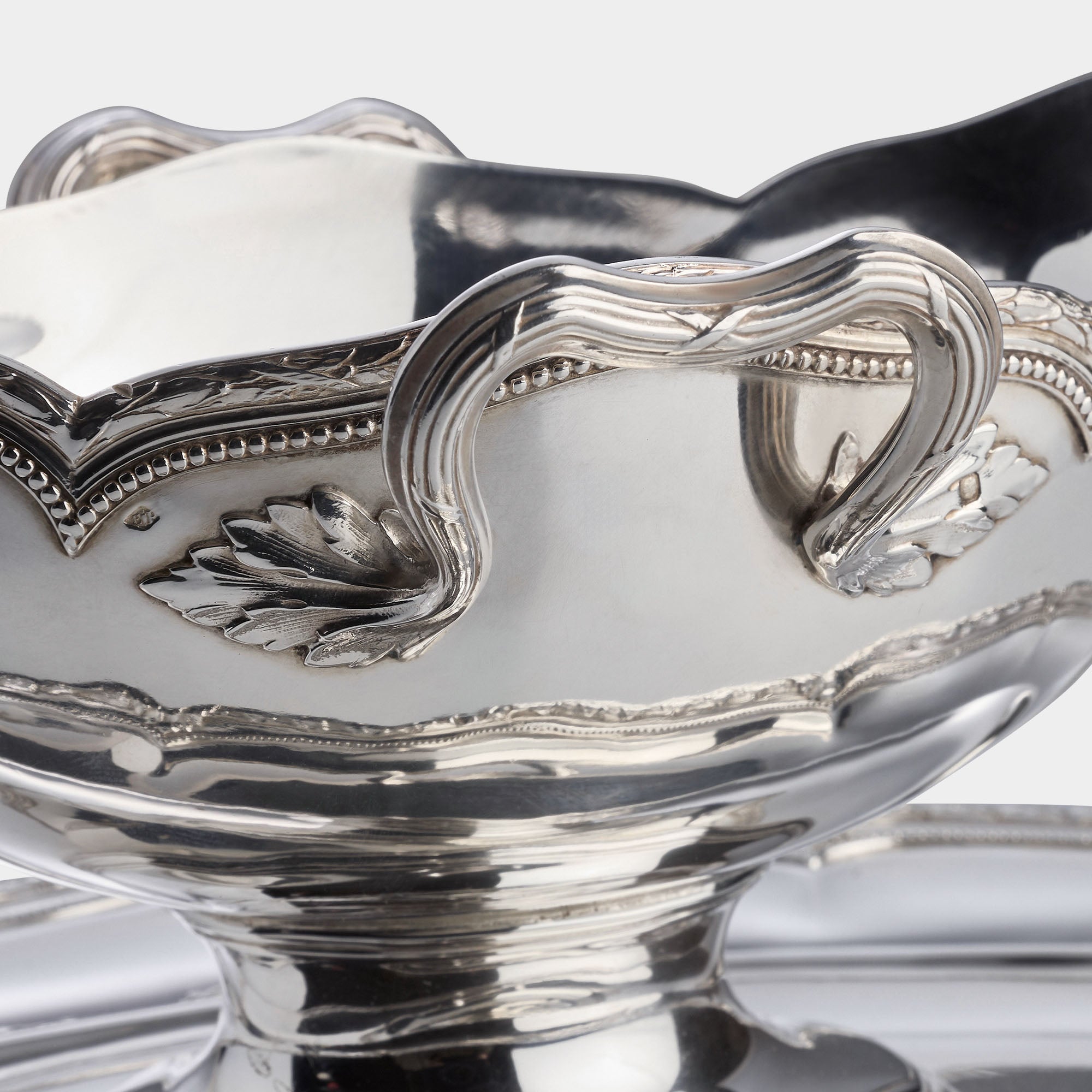 Französische 925er Silber Sauciere mit Ludwig XVI Dekor - Bild 5