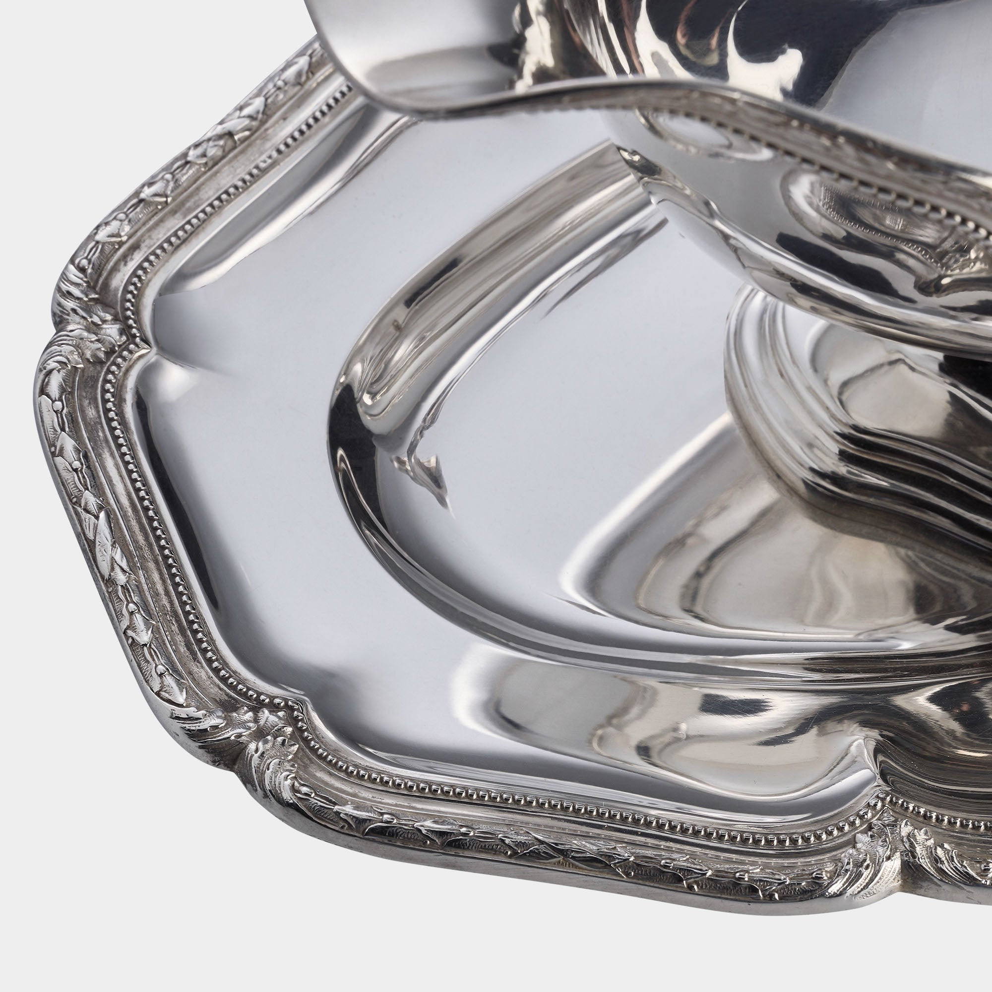 Französische 925er Silber Sauciere mit Ludwig XVI Dekor - Bild 4