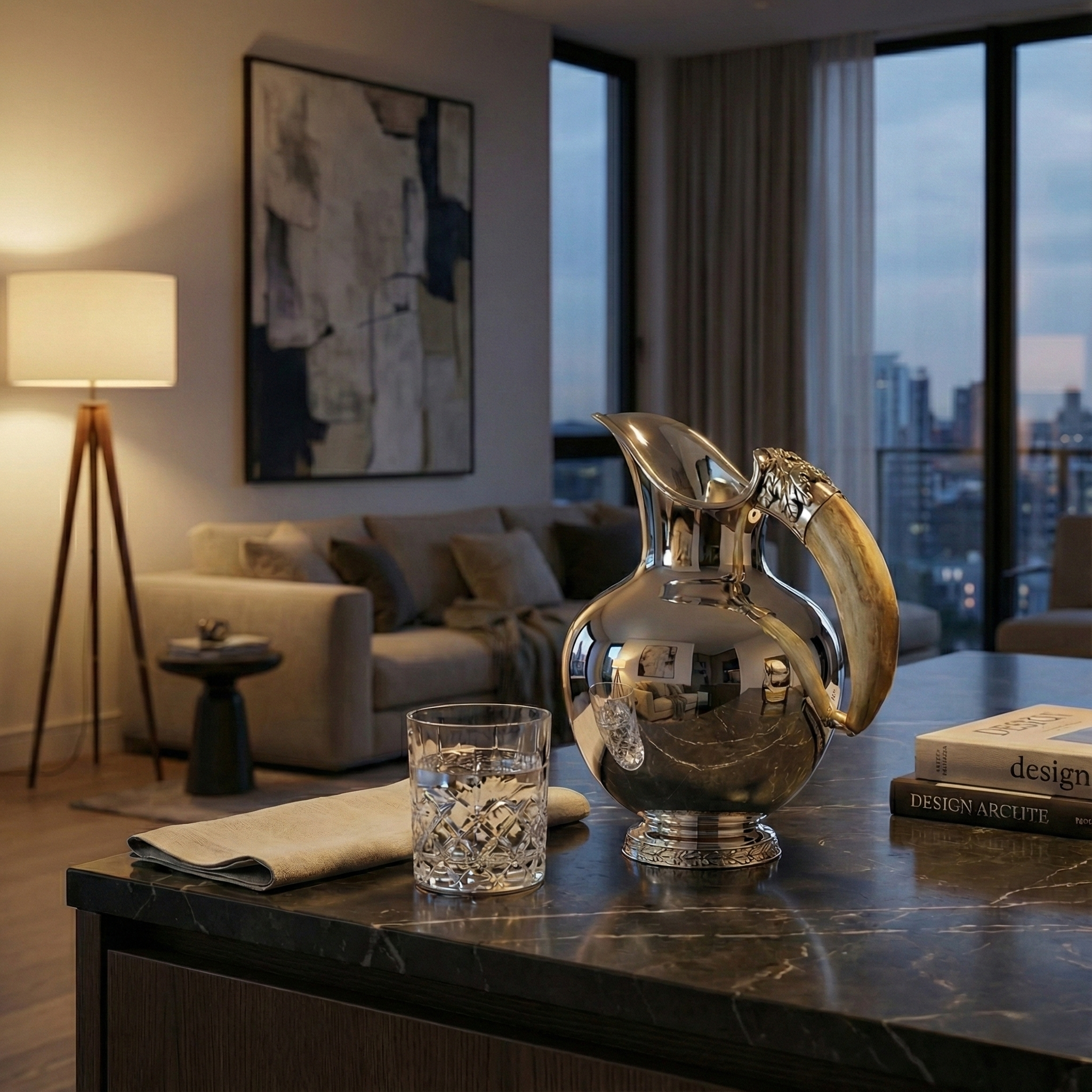 Schenkkanne aus 925er Silber mit Eberzahngriff - Bild 2