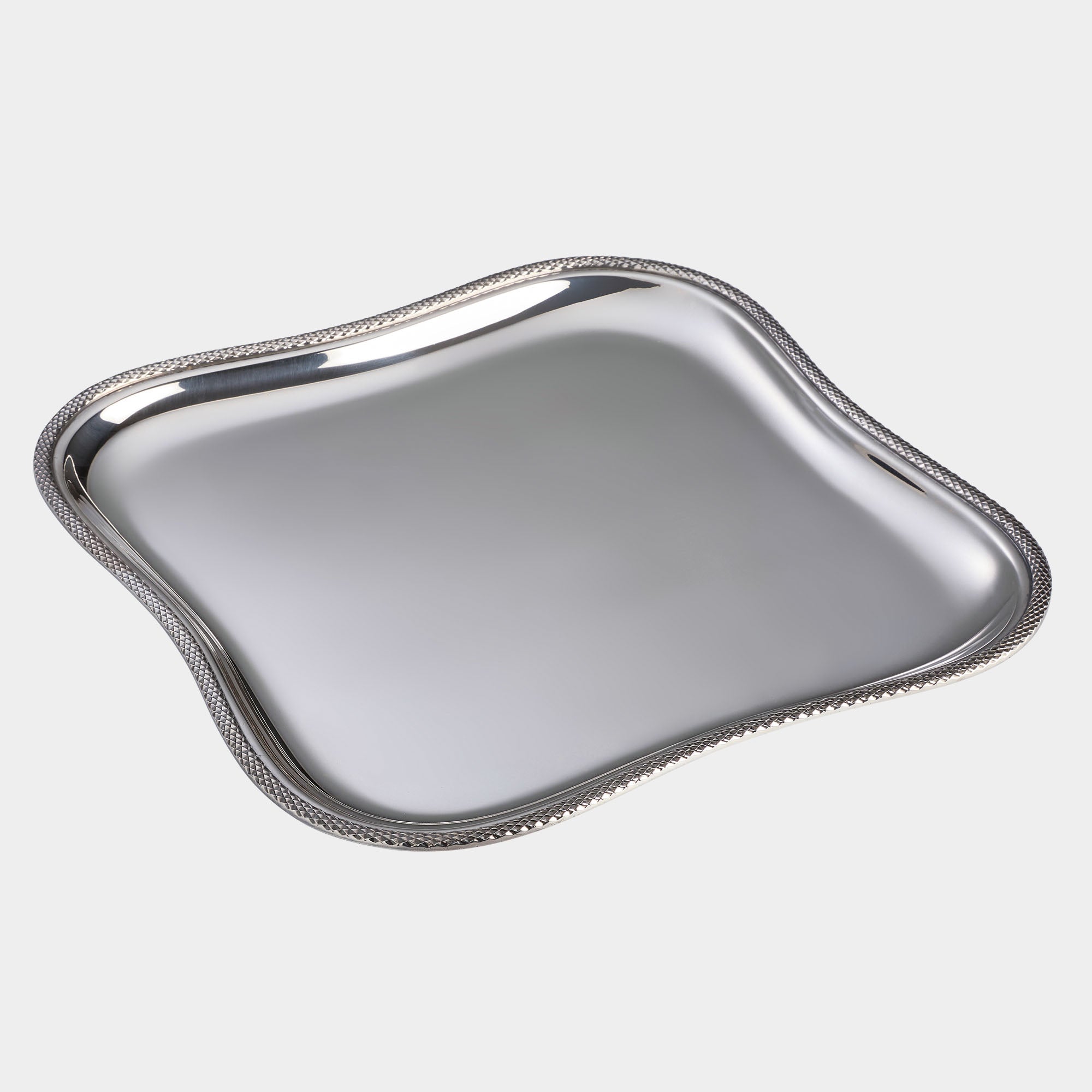 Elegantes 925er Silbertablett mit Wellenrand - Bild 1