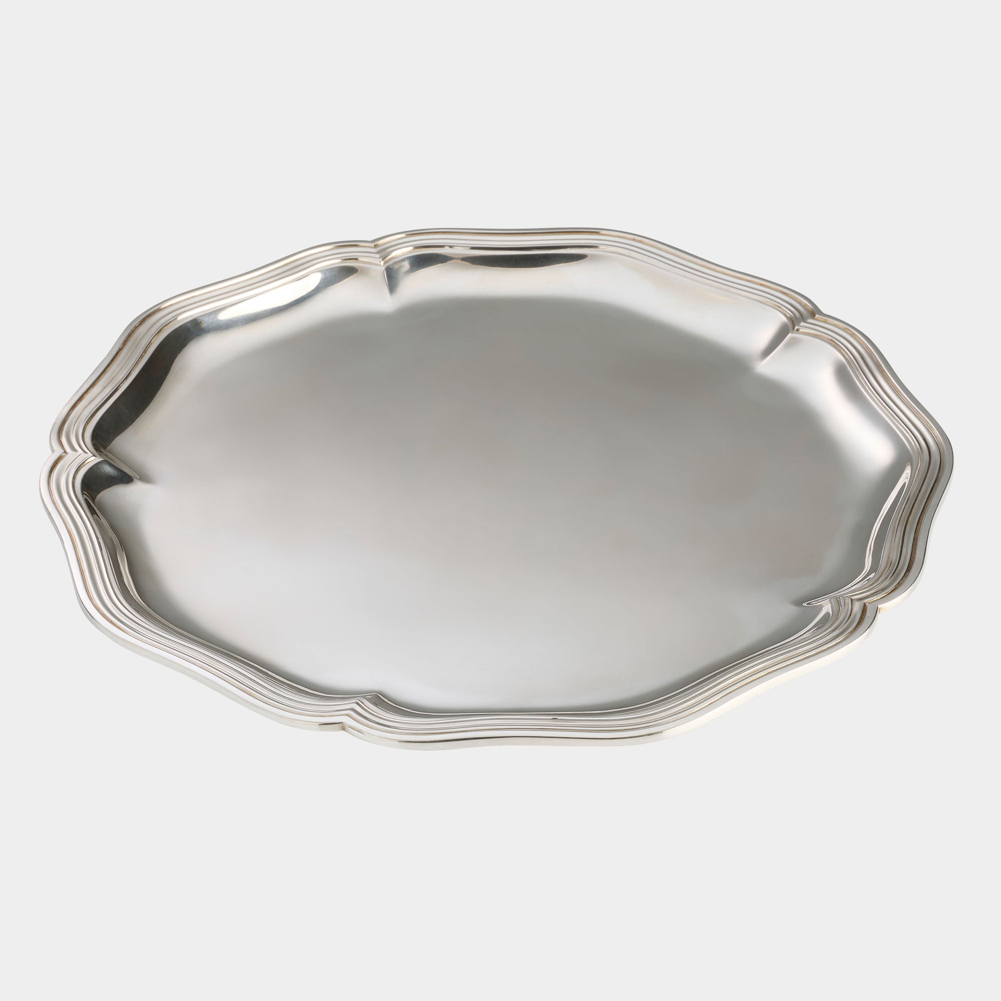 Rundes Chippendale-Tablett aus 800er Silber - Bild 1
