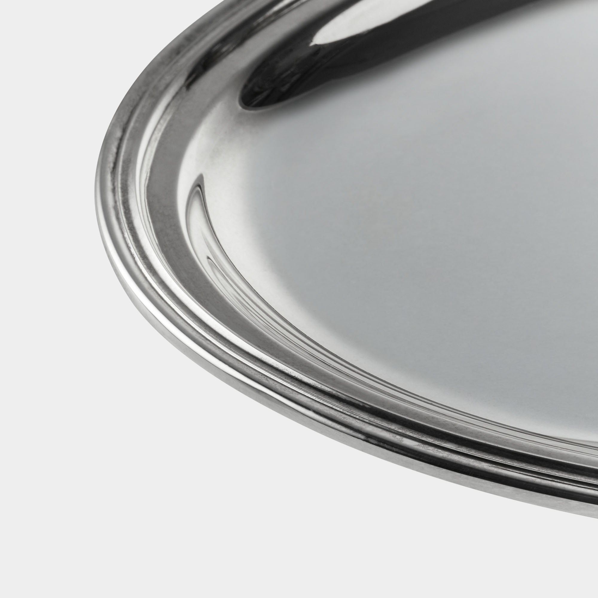 Ovales Echtsilber-Tablett mit aufgelegtem Rillenrand - Bild 2
