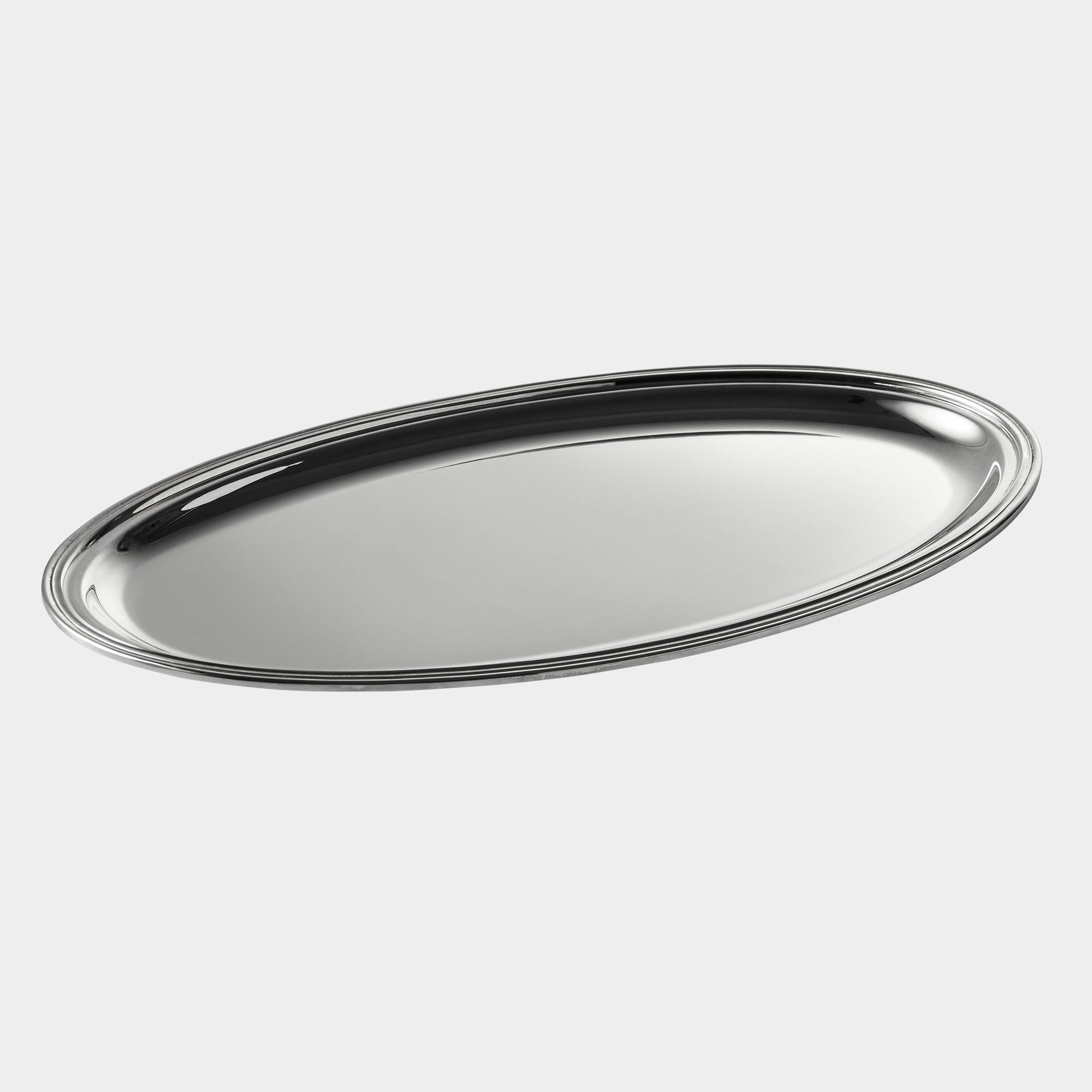 Ovales Echtsilber-Tablett mit aufgelegtem Rillenrand - Bild 1