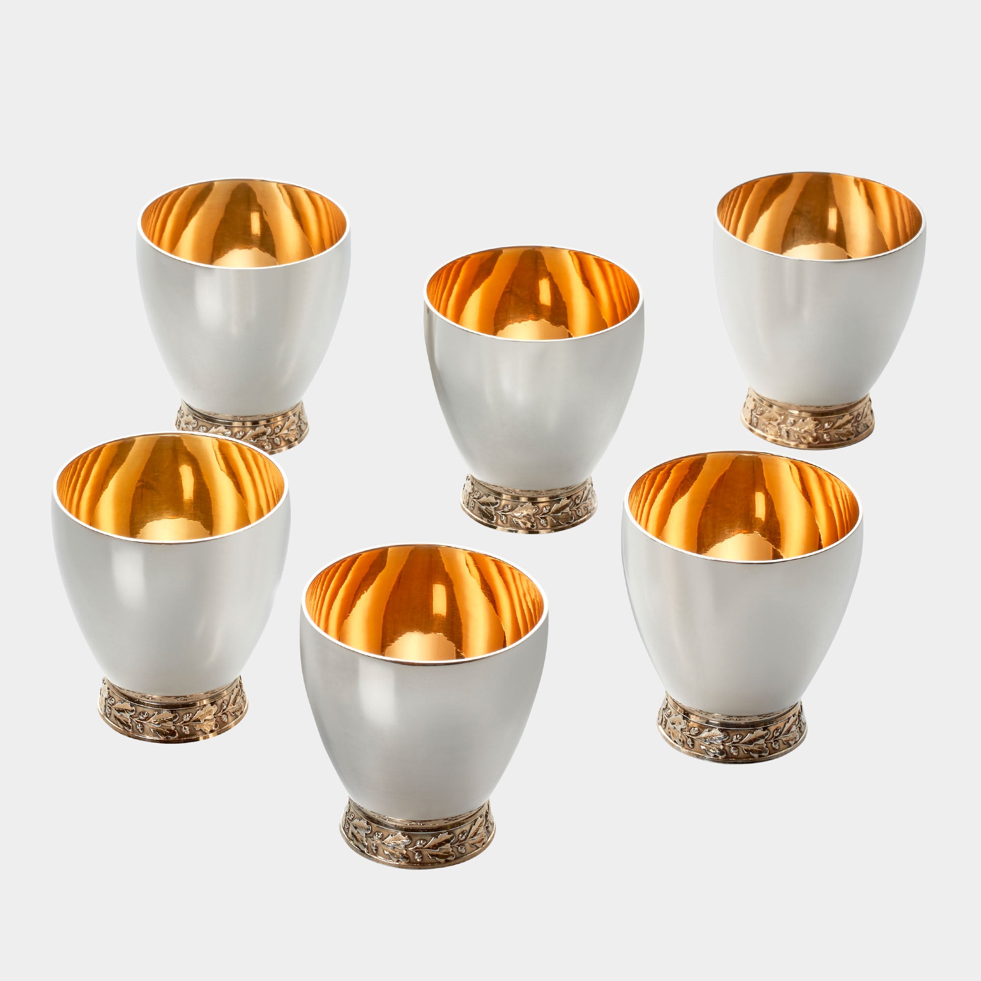 Elegante Silberbecher mit Goldveredelung - 6 Stück Set - Bild 1